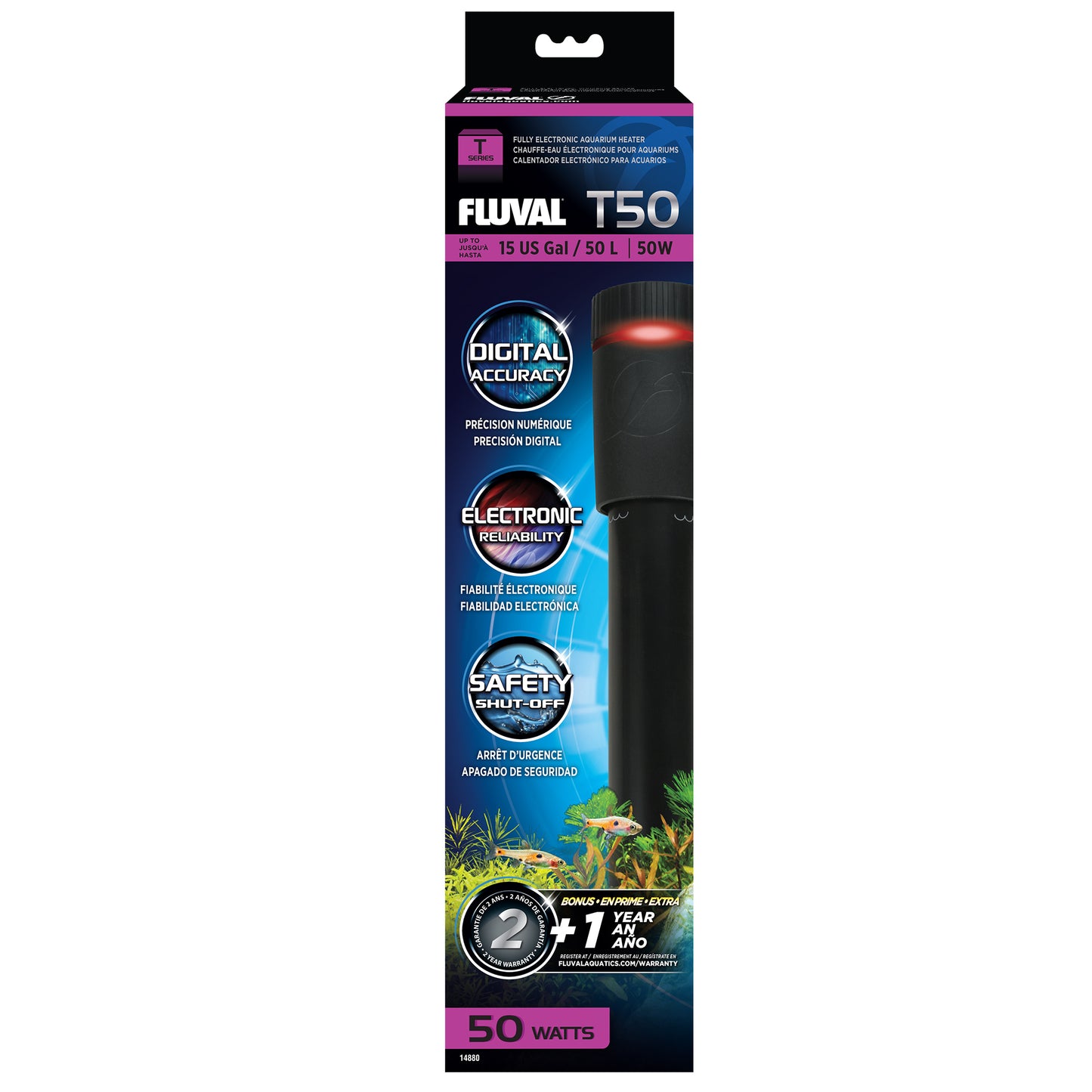 Fluval T50 Heater - 50W - up to 50L (13 US Gal)