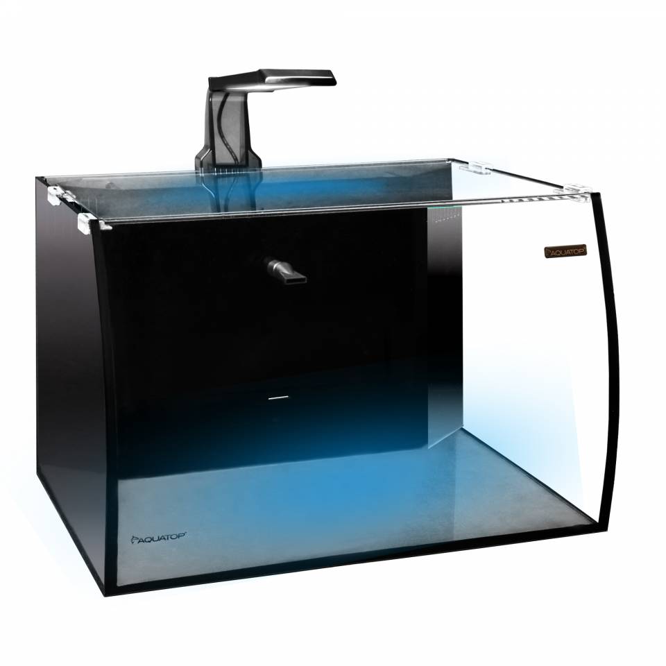 AQUATOP BFT-08 8 Gallon Vertical Bowfront Desktop Glass tank with Integrated Filtration